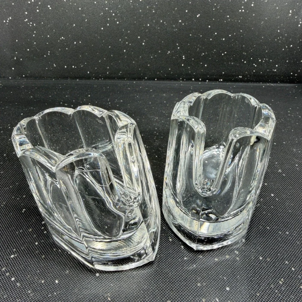 Clamborn Clear Pressed Glass Napkin Holders Spoon Holder Heavy Weighted Base